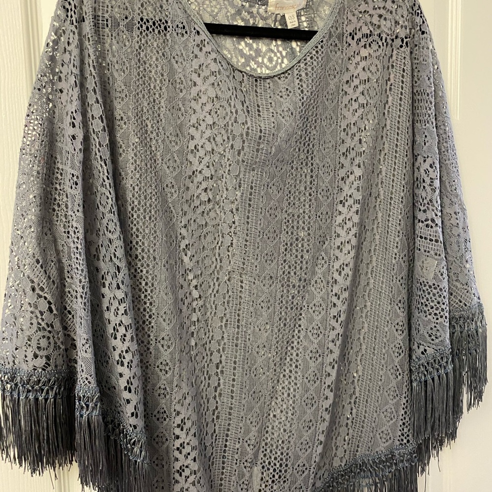 Grey fringe shawl